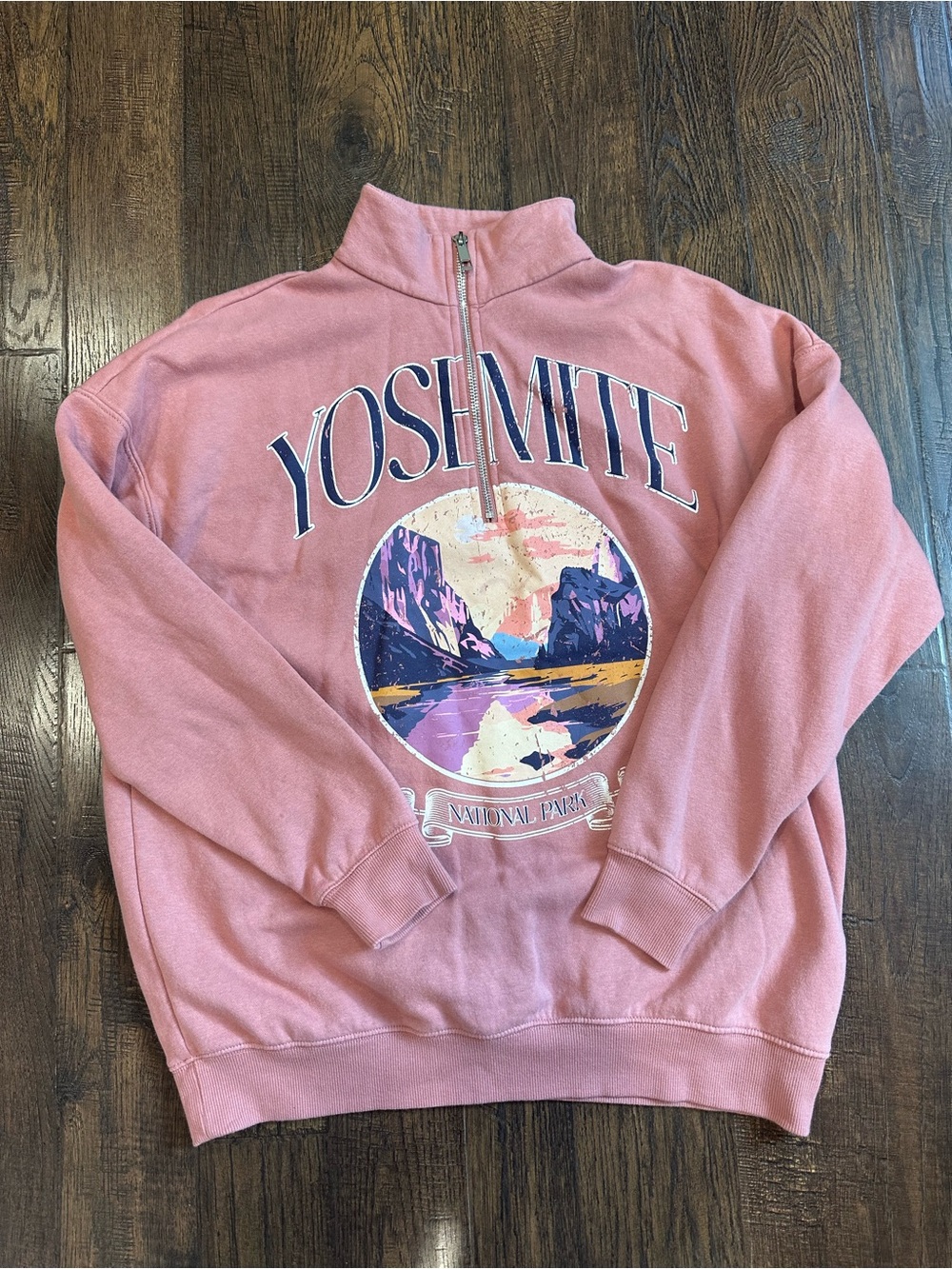 Yosemite Pink Quarter-Zip Graphic Sweatshirt
